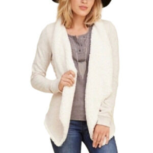 Hollister XS Sherpa lined cream jersey cardigan